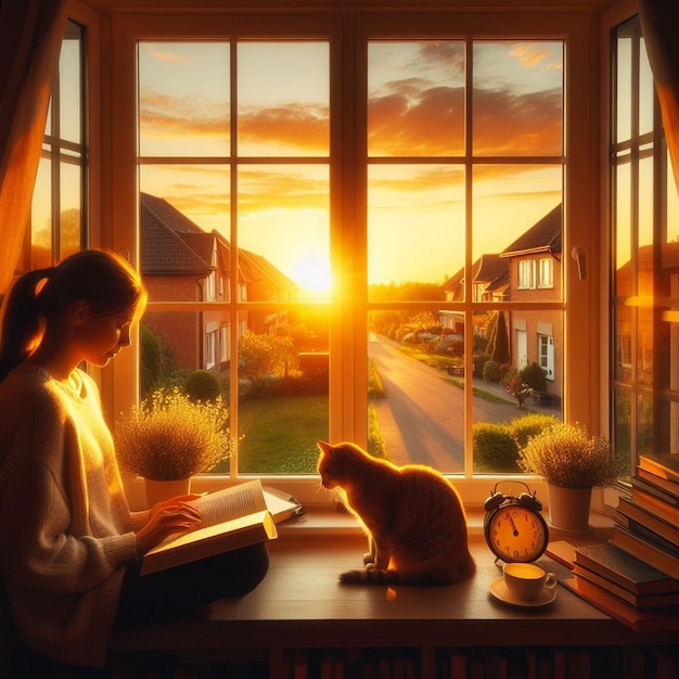 A person reading book against a open window