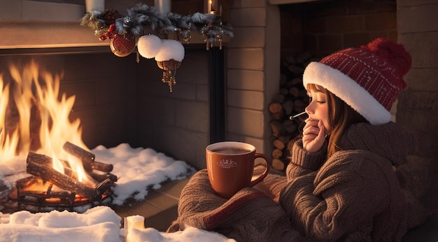 person reading a book by a snowy window