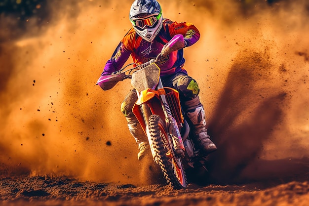 A person riding a dirt bike with a helmet and goggles on.