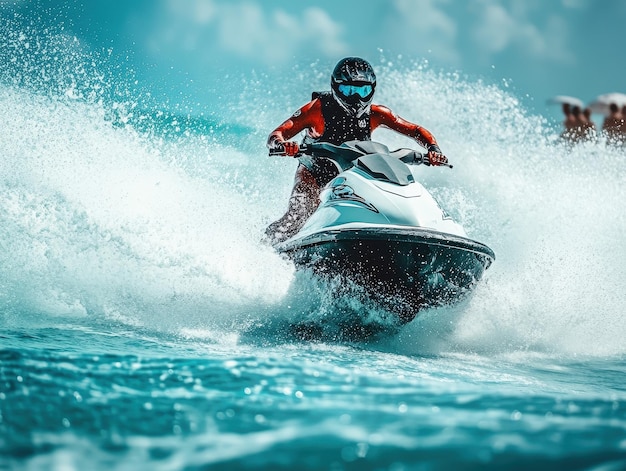 Photo a person riding a jet ski