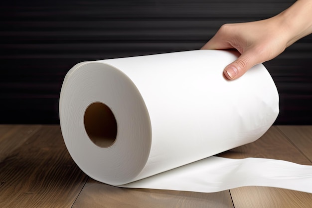 Person rolling empty toilet paper roll into perfect spiral