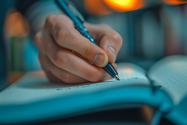 Photo person scribbling in notebook