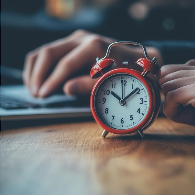 Photo a person setting a timer while working on a project illustrating the pomodoro technique for time ma