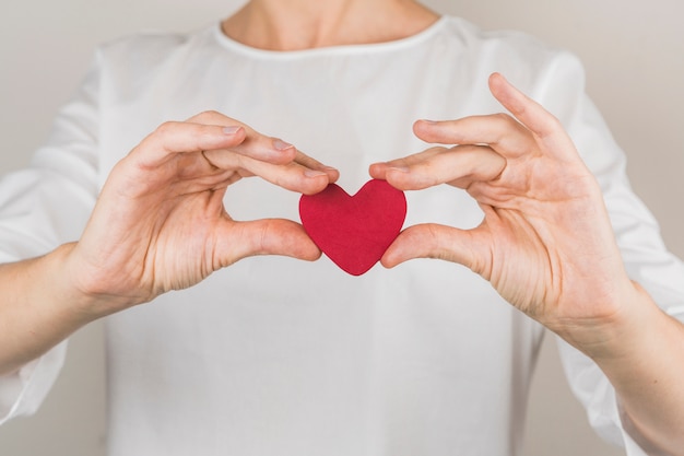 Person showing decorative vinous heart