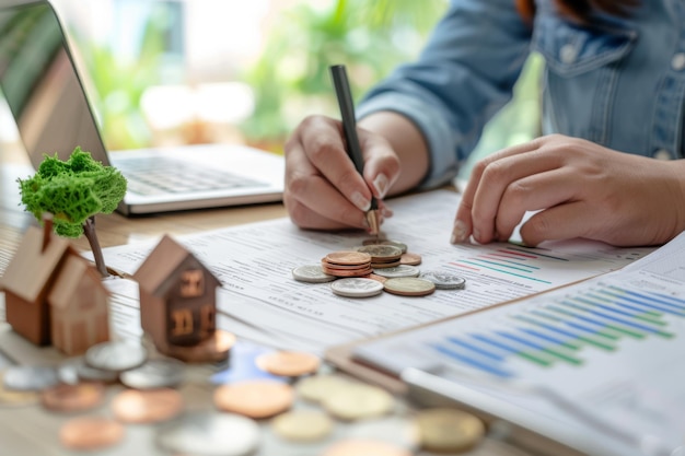 Person Signing Property Documents at Home Office Desk in Daylight