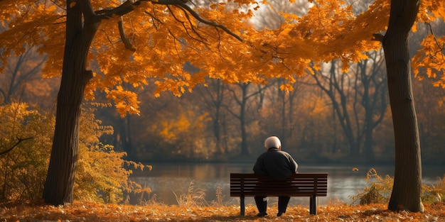 Person Sitting on Bench in City Park