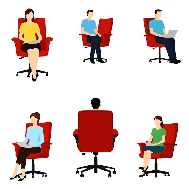 Photo person sitting in a chair vector set white background isolated a high qua