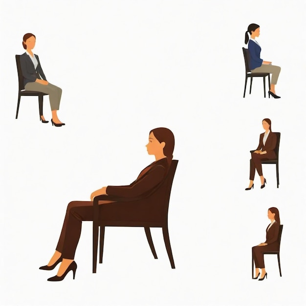 Photo person sitting in a portable chair cartoon vector set white background isolated