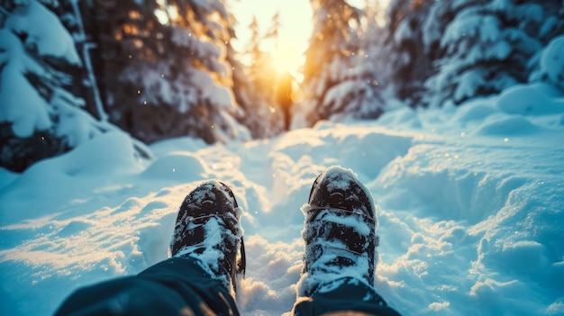 Person Sitting in Snow With Feet in Snow