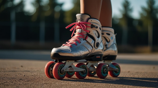 Photo a person on a skateboard with the number 7 on it