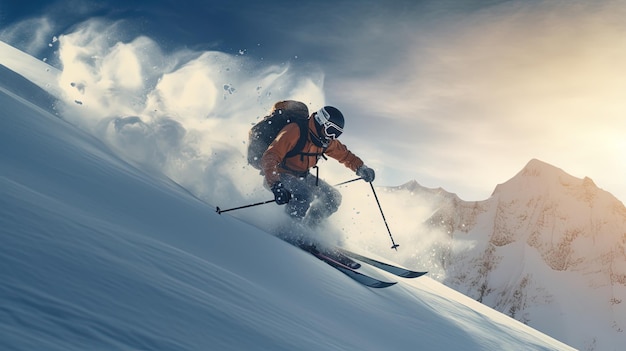 A person skiing in the snow