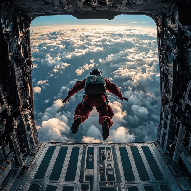 Photo a person skydiving from a plane