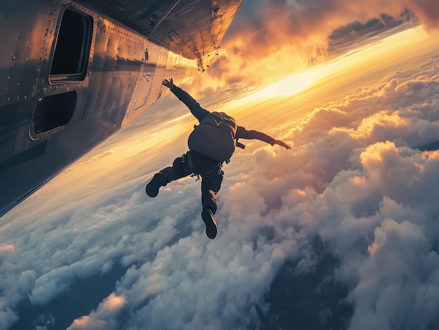 A person skydiving from a plane