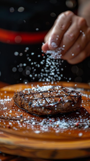 A person sprinkling sugar on a plate of food adding a sweet touch to the dish