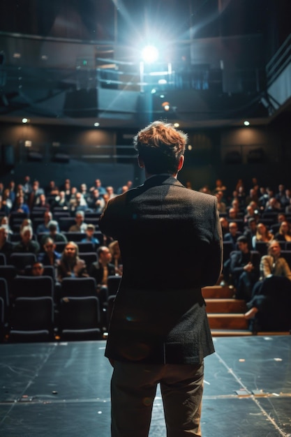 A person standing among a group of people possibly at an event or gathering