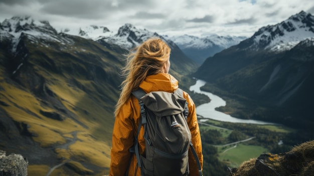 a person standing on a mountain