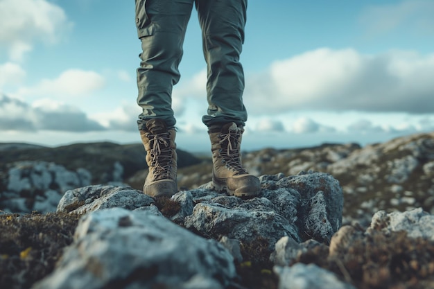 Person Standing on Rocky Mountain Summit