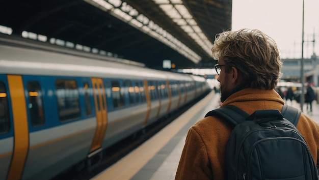 a person standing on a train platform