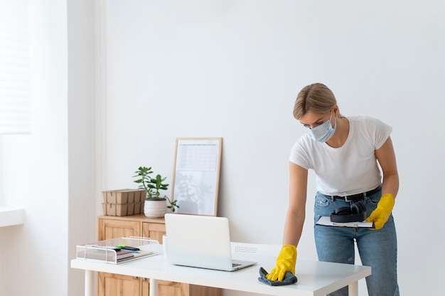 Person taking care of office cleaning