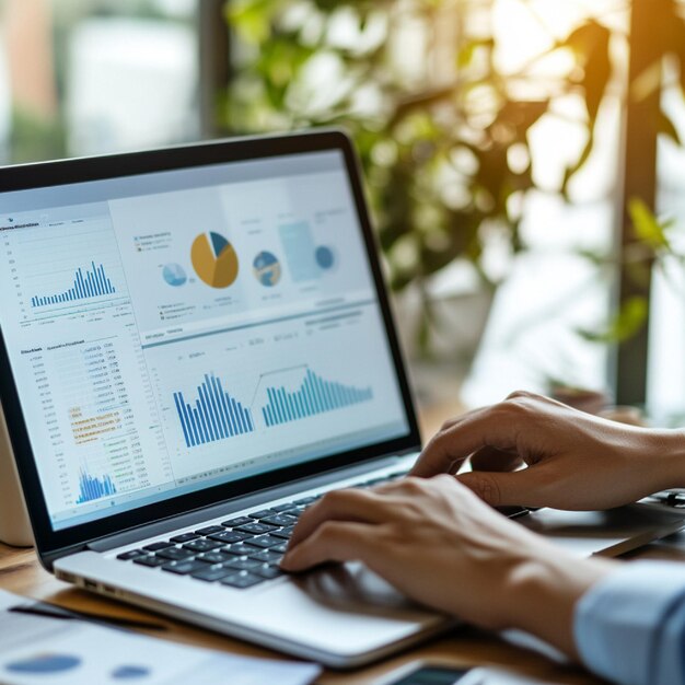 A person tracking digital marketing ROI and performance metrics for different channels