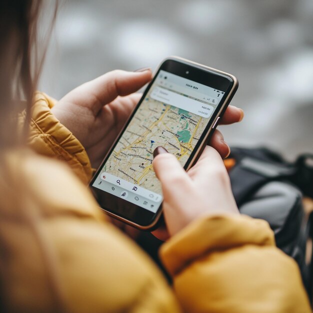 Photo a person tracking travel and living expenses using a mobile app while abroad