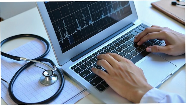 Photo a person typing on a laptop with a black keyboard