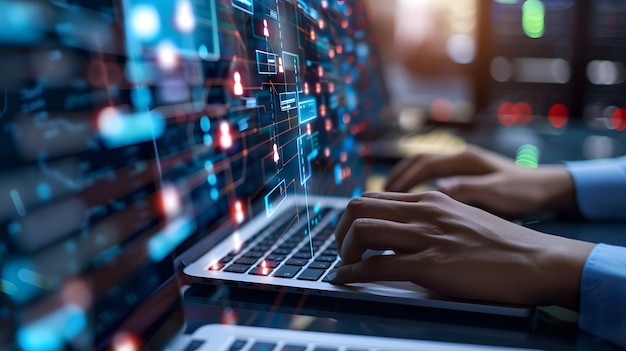 a person typing on a laptop with the words quot hands typing on the keyboard