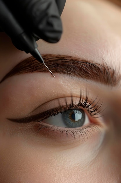 Person Undergoing Eyebrow Permanent Makeup Procedure