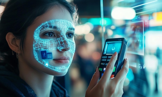 A person using a facial recognition system