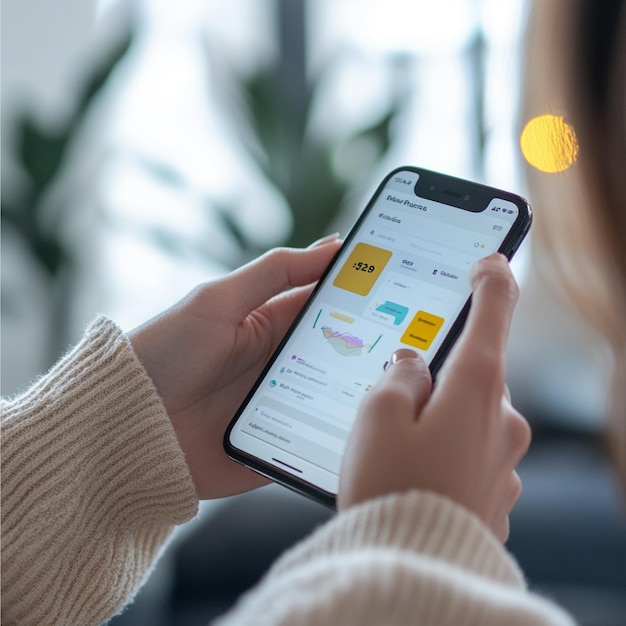 Photo a person using a financial app to track expenses categorize spending and monitor cash flow