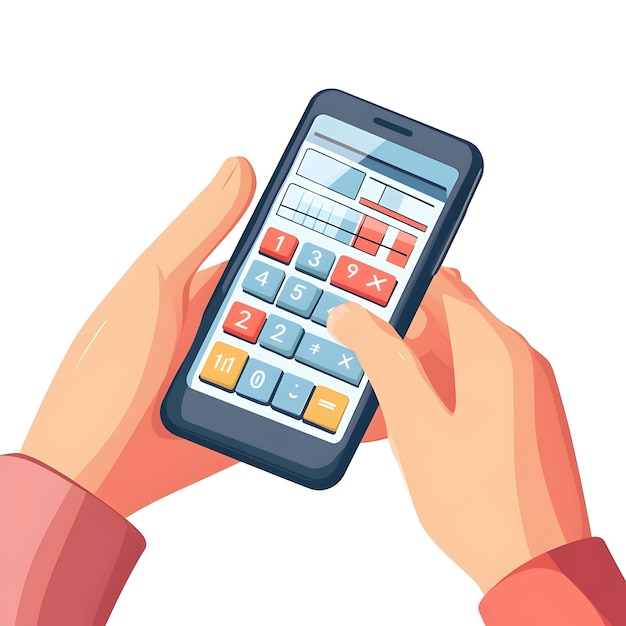 Photo person using financial calculator on phone concept as a person using a financial calculator app on t