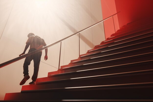 A person using handrails on stairs illustrating Generative ai