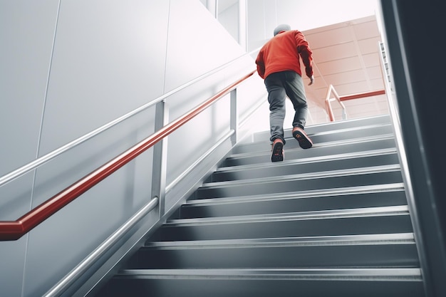 A person using handrails on stairs illustrating Generative ai