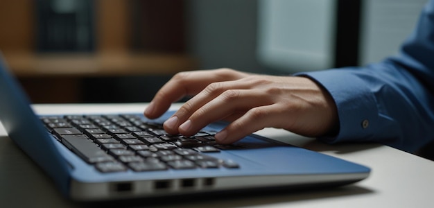 a person using a laptop with the keyboard on the left side