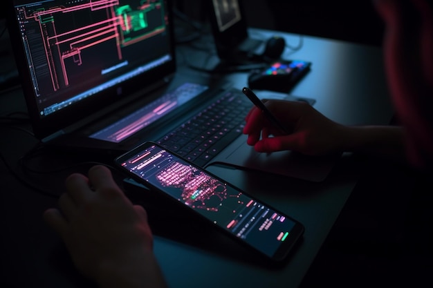 A person using a smartphone with a screen that says'cyber security'on it