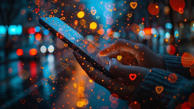 a person using a tablet with the words love on it