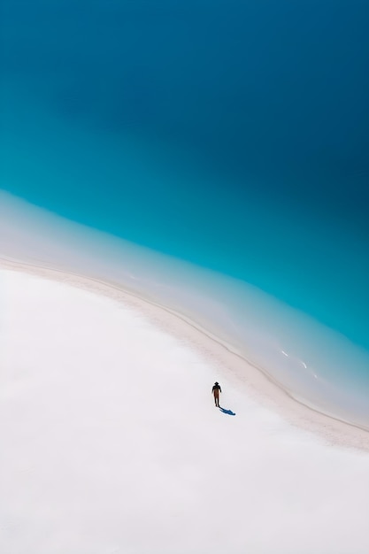 A person walking on a beach