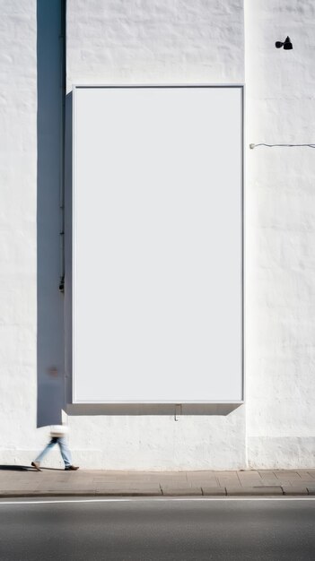 Person Walking Past Tall White Building