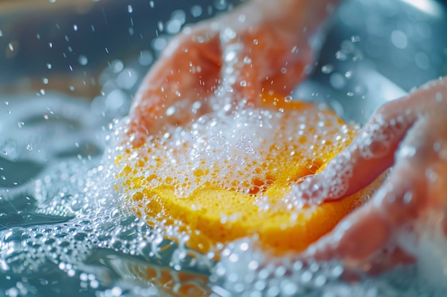 Person Washing Hands in Sink