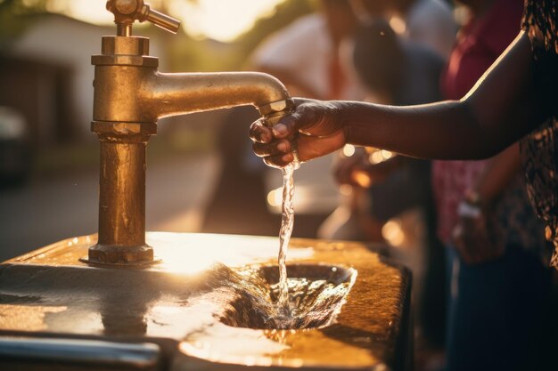 Person Washing Hands with Water from Faucet