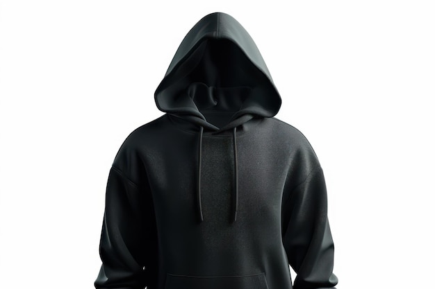 a person wearing a black hoodie with a black strap that says quot no quot