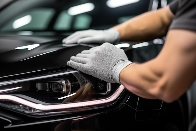 Photo a person wearing gloves is in a car with a mirror that says  strobish