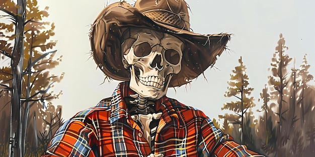 Photo a person wearing a hat and a hat with a skull on it