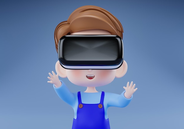 Person wearing virtual reality headset and doing activity3d rendering illustration