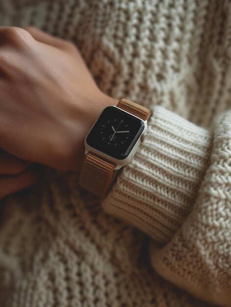 a person wearing a watch that says quot the time quot on the wrist