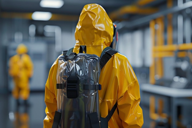 Photo a person wearing a yellow raincoat with a yellow raincoat on