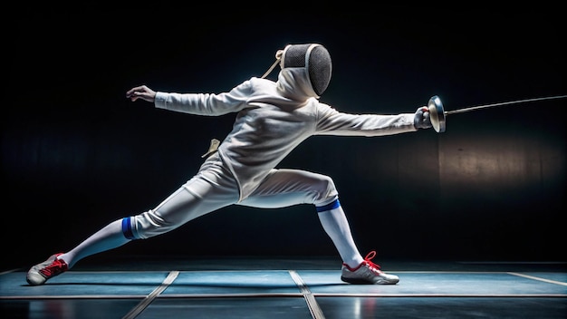 Photo a person in a white outfit is practicing a sport