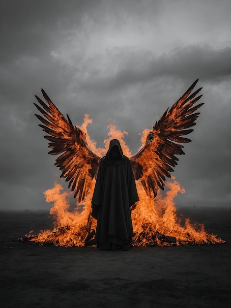 A person for wings for fire background