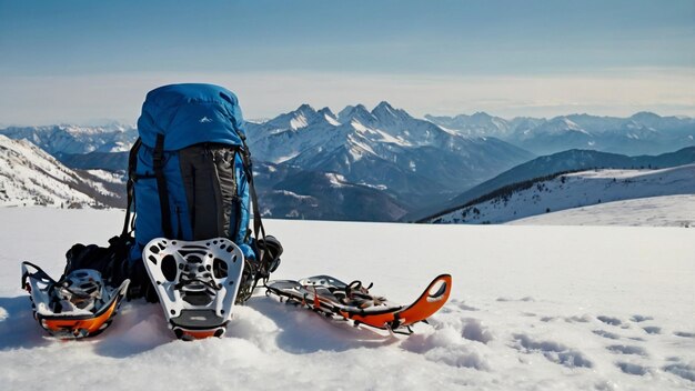 a person with a backpack and skis in the snow