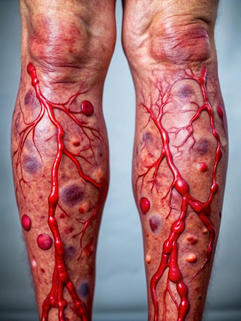 Photo a person with blood on their legs and the blood drips